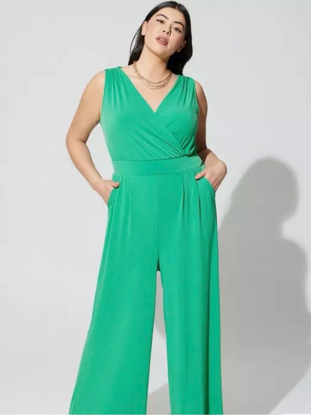 torrid Emerald Green Sleeveless Wrap Jumpsuit